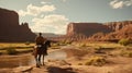 Courageous Cowboy on Horseback: Journey Through the Wild West Canyon
