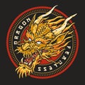 Fearless fighting dragon colorful sticker