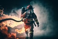 A fearless firefighter battles against a fierce blaze, risking everything to protect the lives and homes of others