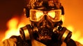Fearless Firefighter: Portrait of a Fireman in a Gas Mask