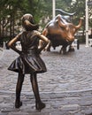 Fearless Girl and Charging Bull Statues Royalty Free Stock Photo
