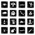 Fears phobias icons set grunge vector