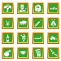 Fears phobias icons set green square vector