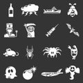 Fears phobias icons set grey