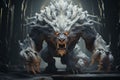 Fearsome chimera with multiple heads prowling a