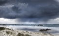 Fearsome giant storm cloud approaching coastline in Brittany, France