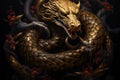 Fearsome Samurai serpent snake creature. Generate Ai Royalty Free Stock Photo