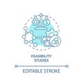 Feasibility studies turquoise concept icon