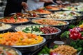 Feast array A captivating view of assorted dishes on buffet Royalty Free Stock Photo