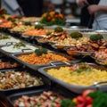 Feast array A captivating view of assorted dishes on buffet