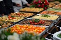 Feast array A captivating view of assorted dishes on buffet Royalty Free Stock Photo