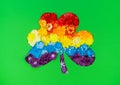 Feast day of St. Patrick. Green clover from paper. flower diy craft