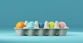 The feast of Holy Easter. Cute stop motion animation of colored Easter eggs in a package with the inscription Happy