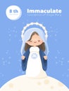 Feast of the Immaculate Conception. Blessed Virgin Mary over the moon
