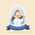 Feast of the Immaculate Conception. Virgin Mary happy with a flower Royalty Free Stock Photo