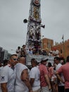 Men Congregate Around The Giglio During The Feast Of Our Lady Of Mount Carmel, Brooklyn, NY, USA