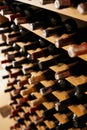 A feast for the pallet. A collection of wine bottles in a cellar. Royalty Free Stock Photo