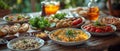 Concept Ramadan Recipes, Traditional A Feast for Ramadan Iftar Delights on a Wooden Spread