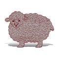 Feast of Sacrifice Kurban-bayram, ornate ram sheep, cartoon on