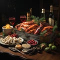 Feast of the Seven Fishes: An Italian-American tradition on Christmas Eve. lobster