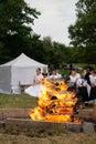 Feast of St. John in Slovakia. Big fire burning