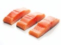 Savor the Simplicity: Exquisite Salmon Pieces Against a Pristine White Backdrop