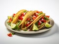 Feast Your Eyes on these 5 Vibrant Tacos, Complete with Fresh Lime and Secret Sauce! Royalty Free Stock Photo