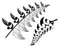 Maori fern tattoo flash set. Silvern feather tattoo