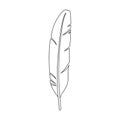 Feather bird vector outline icon. Vector illustration quill on white background. Isolated outline illustration icon of