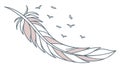 Feather with Birds in Flight Outline Vector, vector design Generative AI Royalty Free Stock Photo