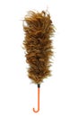 Feather broom, Soft duster with plastic handle on white background. isolated picture Royalty Free Stock Photo