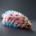 Feather Bug Sculpture: Meticulous Photorealistic Still Life In Pink And Azure