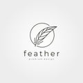 Feather circle logo vector line art minimal symbol illustration design