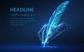 Feather in digital hand. Automatic text generator, AI writing, artificial intelligence copywriter