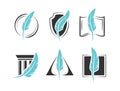 Feather emblem collection. Design elements for law, education or writer concepts Royalty Free Stock Photo