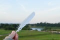 Feather, feather of a bird on the background of sunset Royalty Free Stock Photo