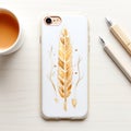 Feather Feather White Phone Case With Gold Arrow Design