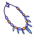 Feather gemstone necklace icon, hand drawn style