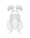 Feather Horn Beetle Vector Cartoon Colorless