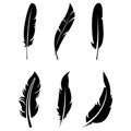 The feather icon is black on a white background Royalty Free Stock Photo