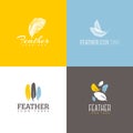 Feather icon. Set of logo design templates