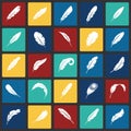 Feather icons set on color squares background for graphic and web design, Modern simple vector sign. Internet concept. Trendy