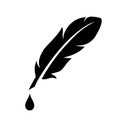 Feather and ink drop vector icon Royalty Free Stock Photo