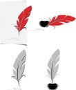 Feather and inkwell. Elements for the literary design Royalty Free Stock Photo