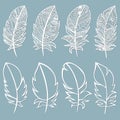 Feather. Laser cut. Template for laser cutting and Plotter. Vector illustration. Sticker. Pattern for the laser cut, serigraphy,