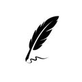 Feather Pen With Ink Vector Icon Logo Element Illustration Isolated On White Background