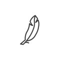 Feather, lightweight line icon