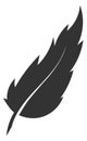 Feather logo. Black quill silhouette. Writing symbol Royalty Free Stock Photo