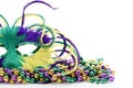 Feather mardi gras mask on beads