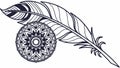 Feather with Ornate Mandala Pattern Decorative, vector design Generative AI Royalty Free Stock Photo